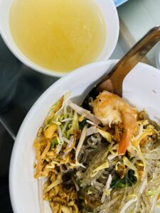 A freshly prepared Hanoi noodle dish